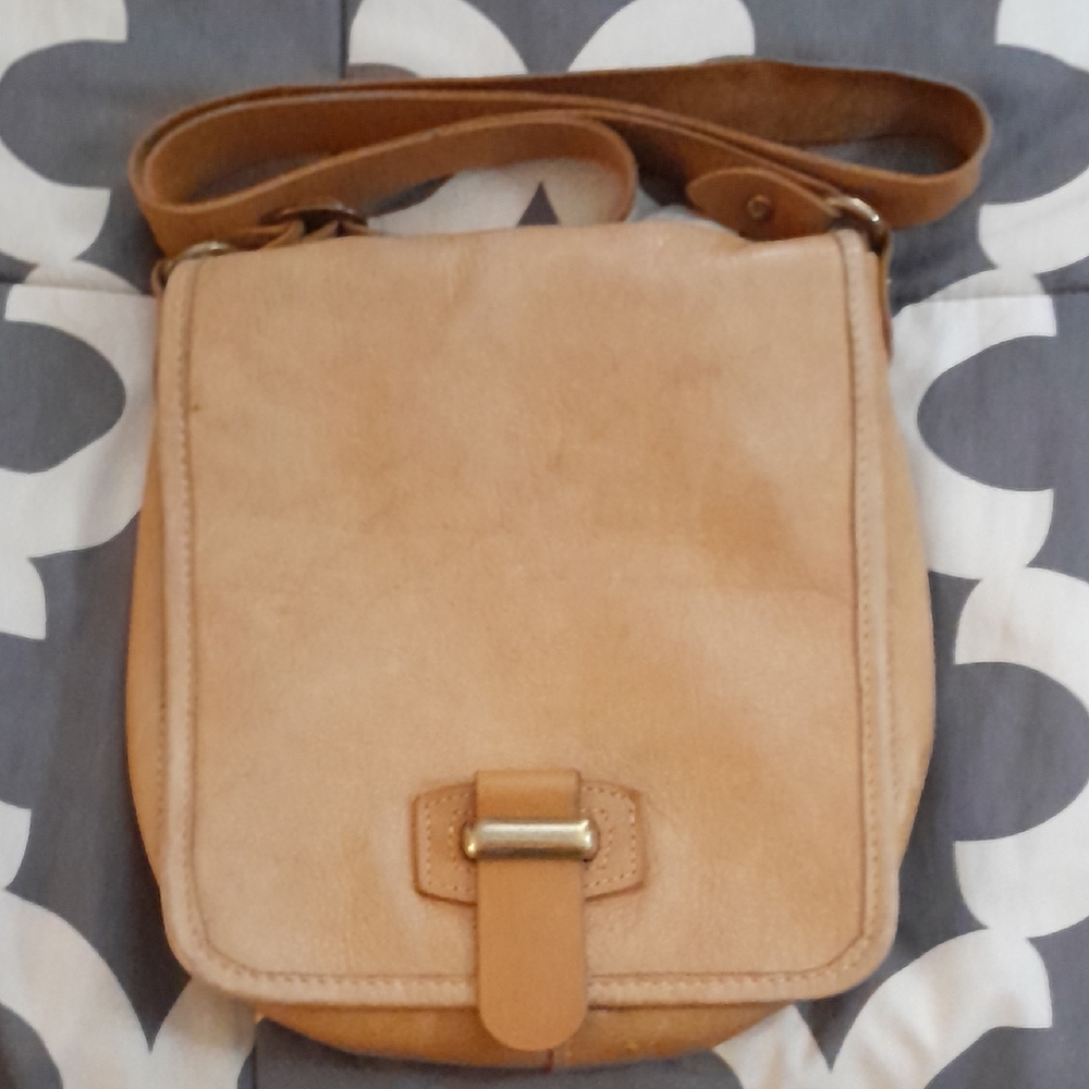 Tan Genuine Leather Crossbody Bag